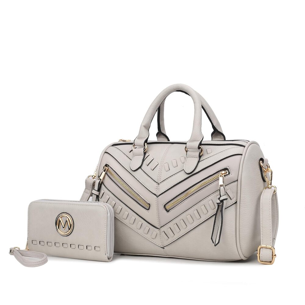 5991 Satchel Bag with Wallet, Vegan Leather Top Handle Shoulder Handbag